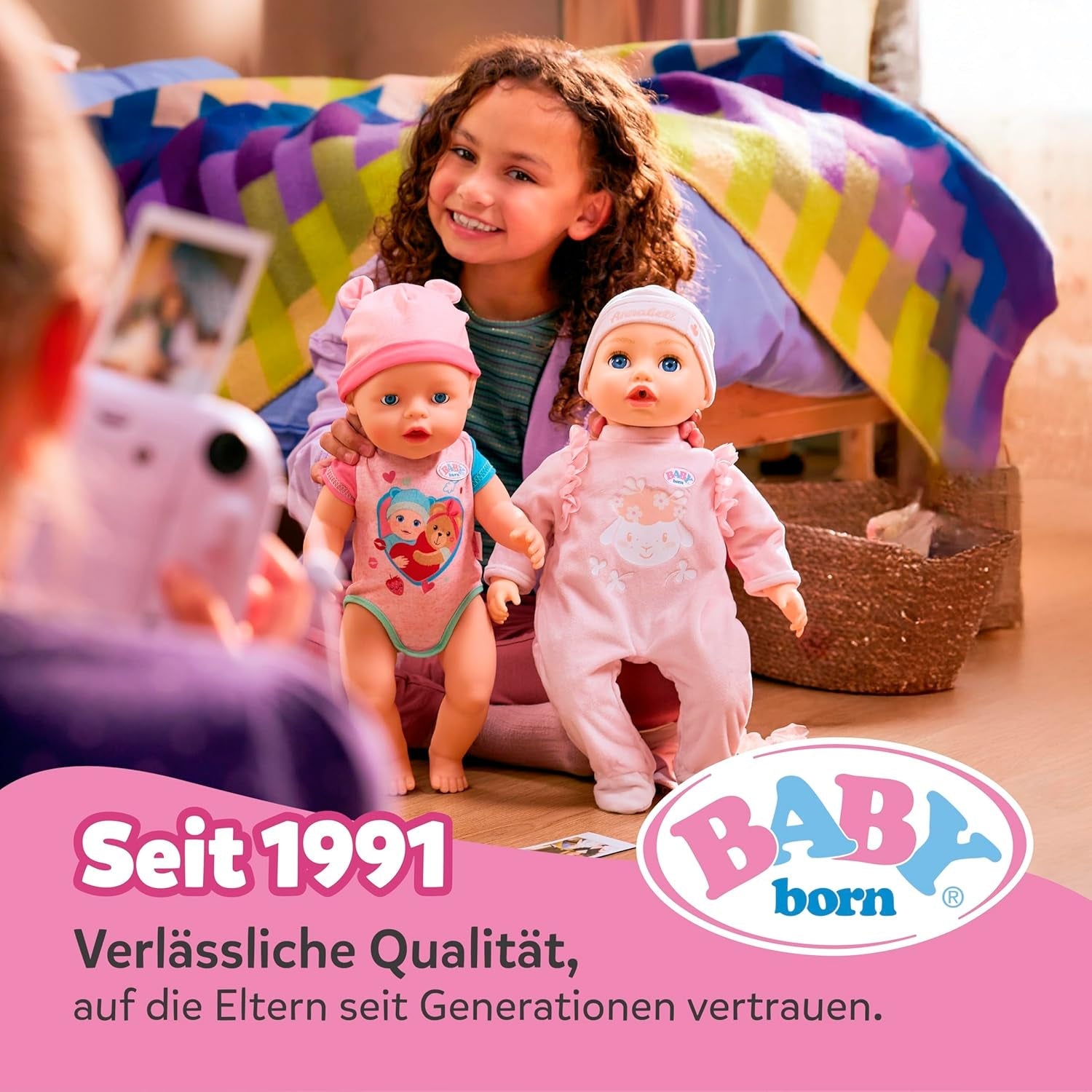Baby Born Rosie Kuschelpuppe 30 cm mit 6 Geräuschen und Flasche, rosa