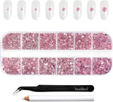 Beadsland 2500 Stück Glas Nailart Strasssteine ​​​​Kristall Flatback Edelsteine ​​​​Runde, ​​Für Handwerk Gemischt 8 Größen SS4 ~ SS30 Mit Picking Pinzette Und Stift (Kristall Weiß)