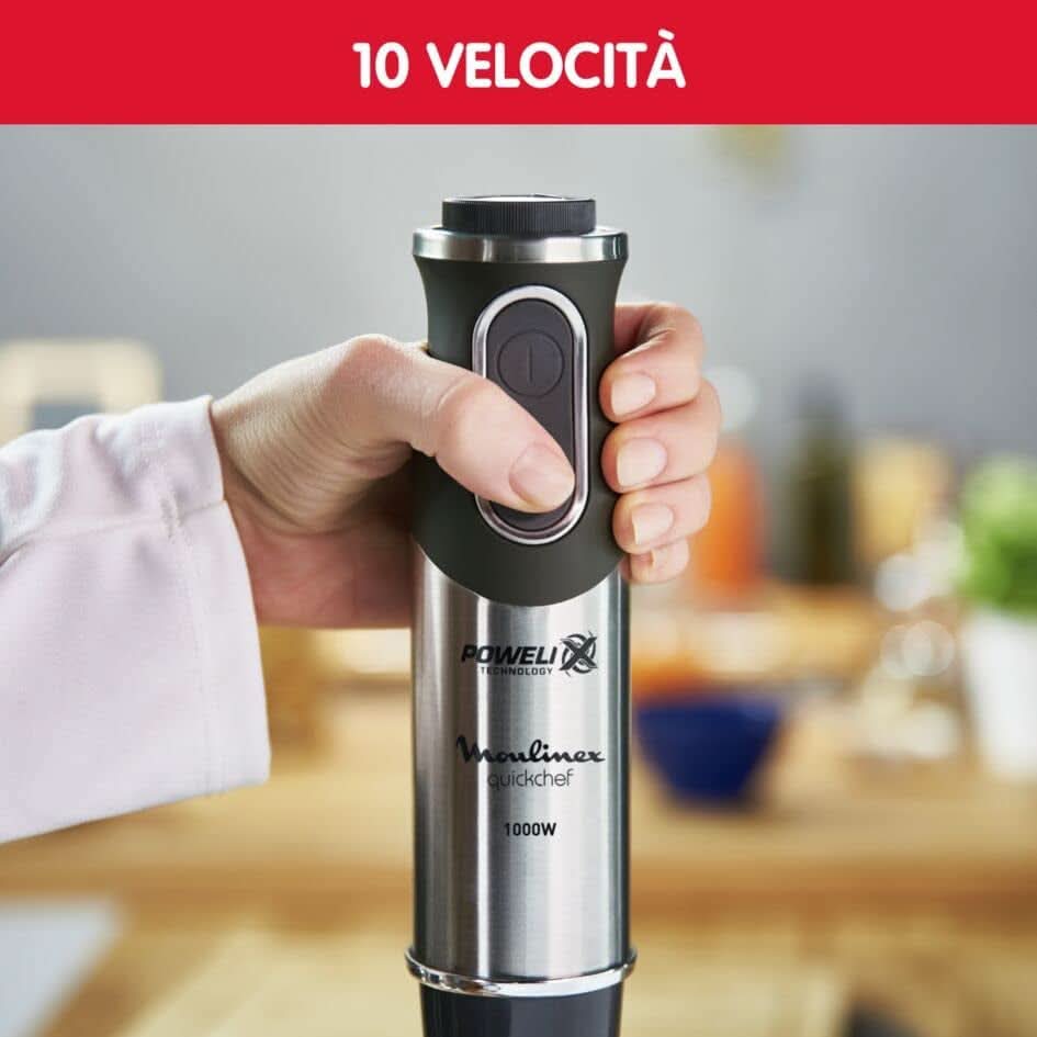 DD6558 DD655810 Quickchef 3-In-1 Tauchmixer, Powelix-Technologie, 3 Zubehörteile, Edelstahl, Stahl/Schwarz Kitchen Naty Shop