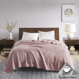 Madison Park, 100 % ägyptische Baumwolle, atmungsaktive Bettdecke, Premium-Strick, Luxus-Saison, leichter Bezug für Bett, Sofa und Couch, Doppelbett/Queensize-Bett, Rosa, Naty Shop Bettdecken und Steppdecken