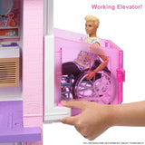 Barbie Dream House (114 cm), 3-stöckiges Puppenhaus, Pool, Rutsche, Rollstuhllift, 75 Zubehörteile, Puppen, geeignet als Geschenk für Kinder ab 3 Jahren, GRG93
