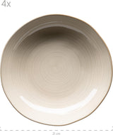 MÄSER 931371 Nottingham Vintage Series Tafelservice für 4 Personen, 8-teiliges Tafelservice, Speiseteller und Speiseteller, unregelmäßiger runder Retro-Look, Steingut, Beige