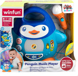 WinFun Karaoke-Musikplayer, Pinguin-Design, mit blinkenden Lichtern und Echoeffekten, in Blau, verspielter Stil, USB-Anschluss Babyspielzeug Naty Shop