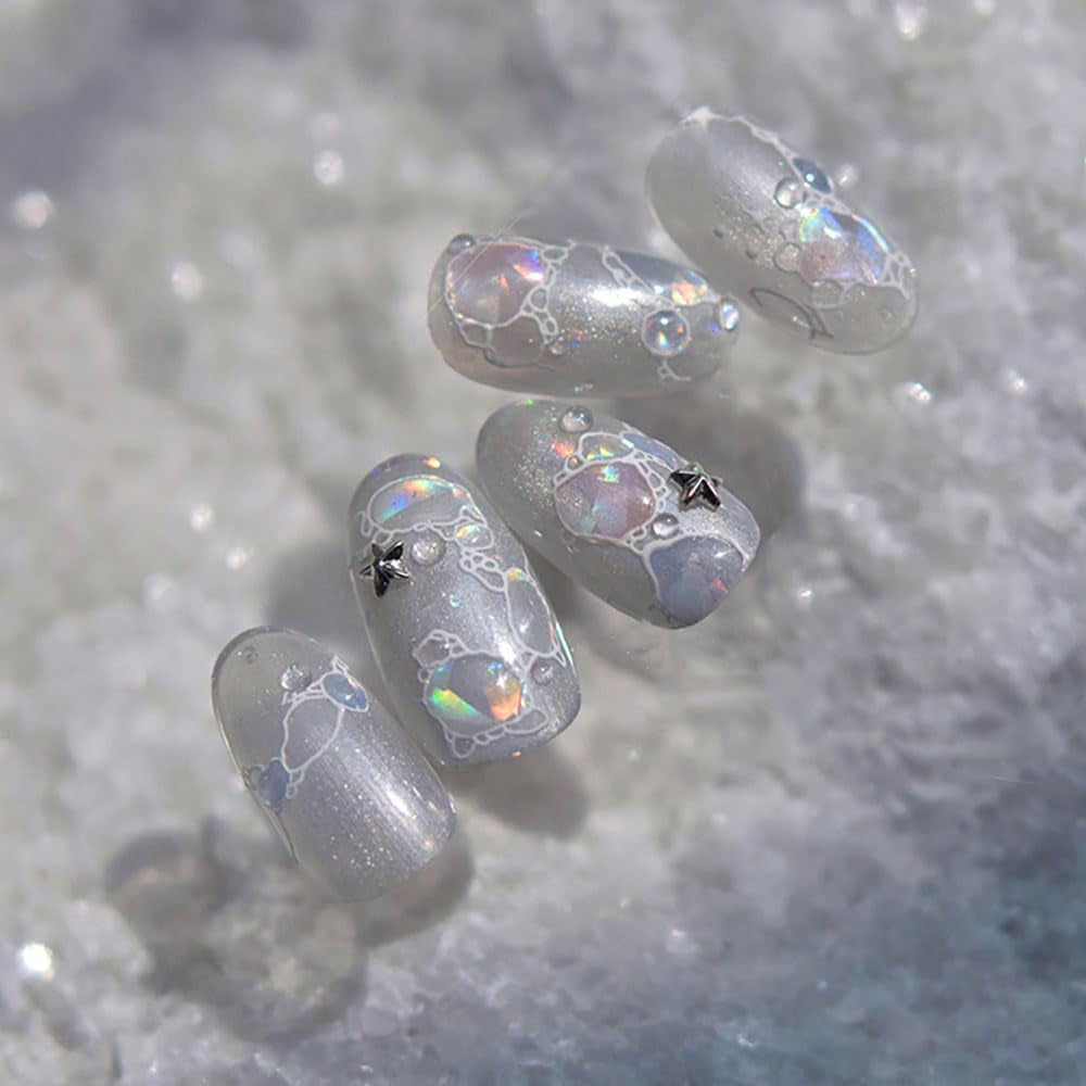 Glitzer-Nagelaufkleber, Sommer-Wasserwellen, Sternenhimmel-Nagelkunst, Fantasie-Meerwasserwellen, Nageldesigns, Nagelaufkleber, Meerwasserwellen, Nagelzubehör, Nagelkunst