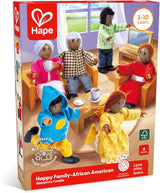 Hape Doll Family – 6-teiliges Puppenhaus-Zubehörset aus dunklem Leder mit Holz- und Stofffiguren, Rollenspiel, Lernspielzeug, interaktives Lernspielzeug für Kinder ab 3 Jahren