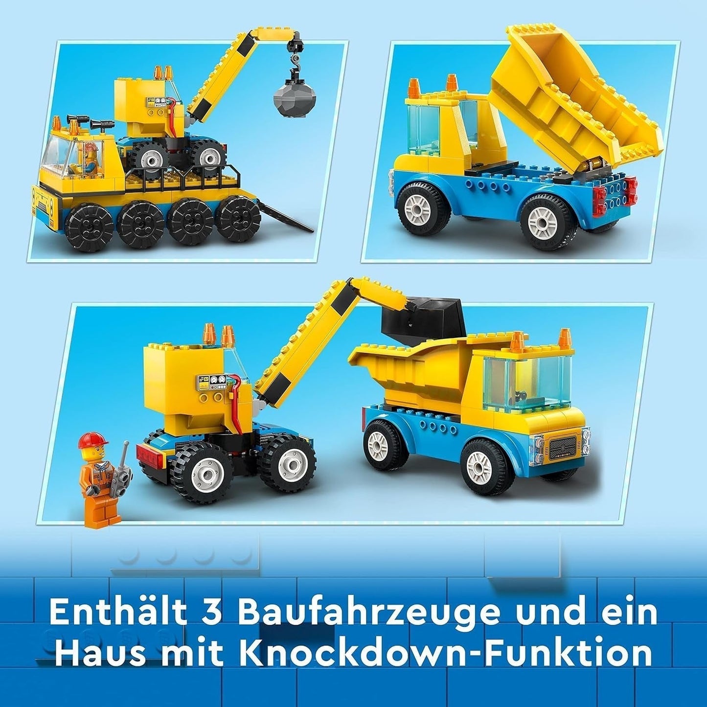 LEGO 60391 City Baufahrzeuge und Abrissbirne, Kran, Bagger, Muldenkipper und Transportfahrzeuge, Spielzeug, Lernspielzeug für Kinder ab 4 Jahren. Bausets. Besuchen Sie den LEGO-Store
