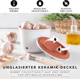 Römertopf Fresh Pot MINI 0,6 Liter – Knoblauchtopf aus Keramik – Atmungsaktiver Ton hält Gemüse länger frisch – Ideale Luftzirkulation – Weiße Frischhaltedosen Naty Shop