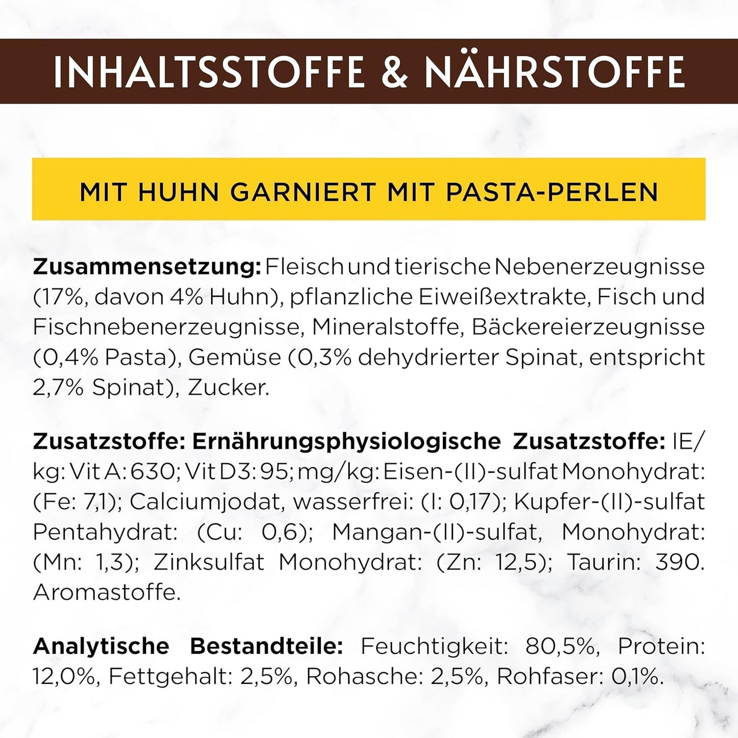 Gourmet A la Carte Nassfutter für Katzen mit Huhn, Spinat und Pasta-Perlen, 26er-Pack (26 x 85 g)