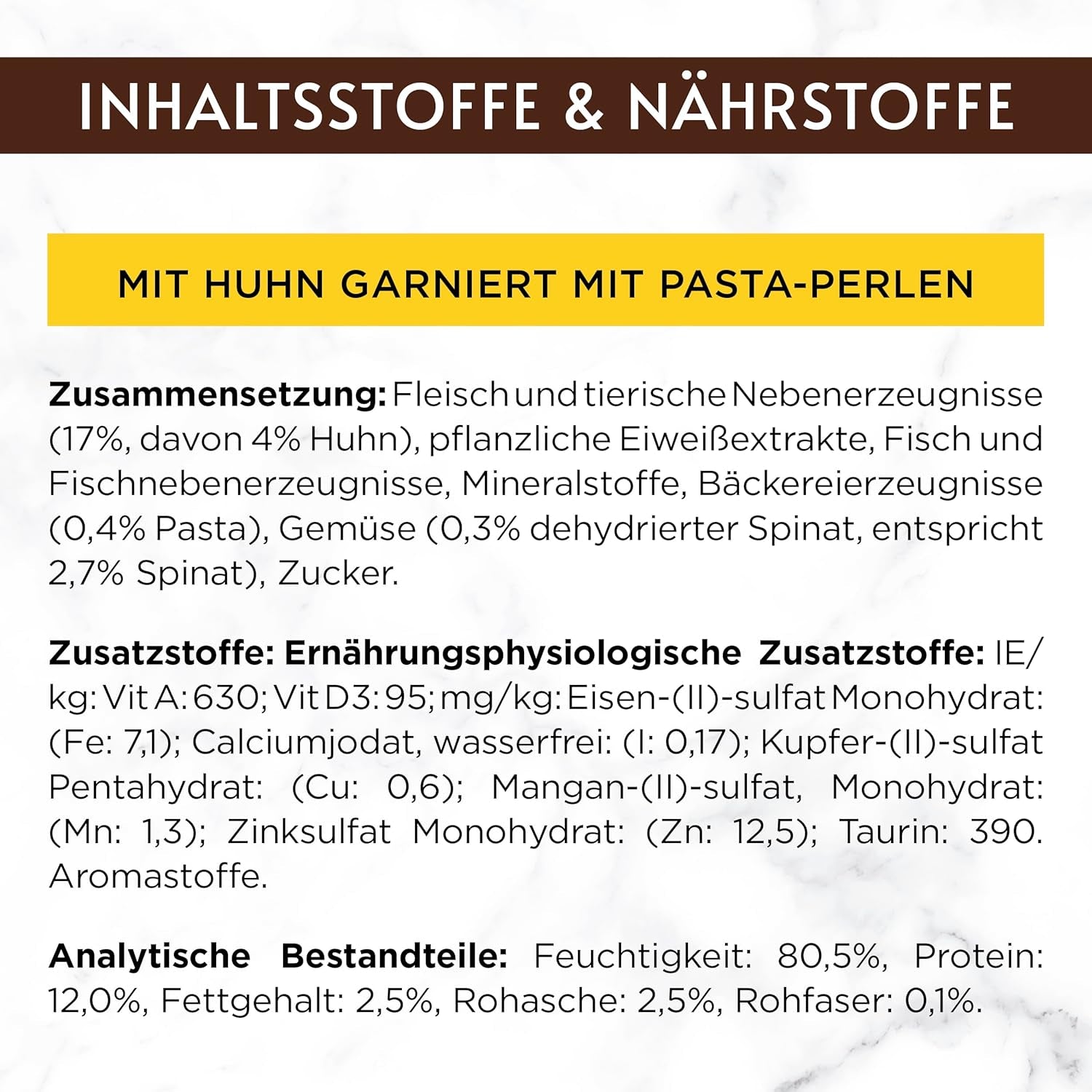 Gourmet A la Carte Nassfutter für Katzen mit Huhn, Spinat und Pasta-Perlen, 26er-Pack (26 x 85 g)