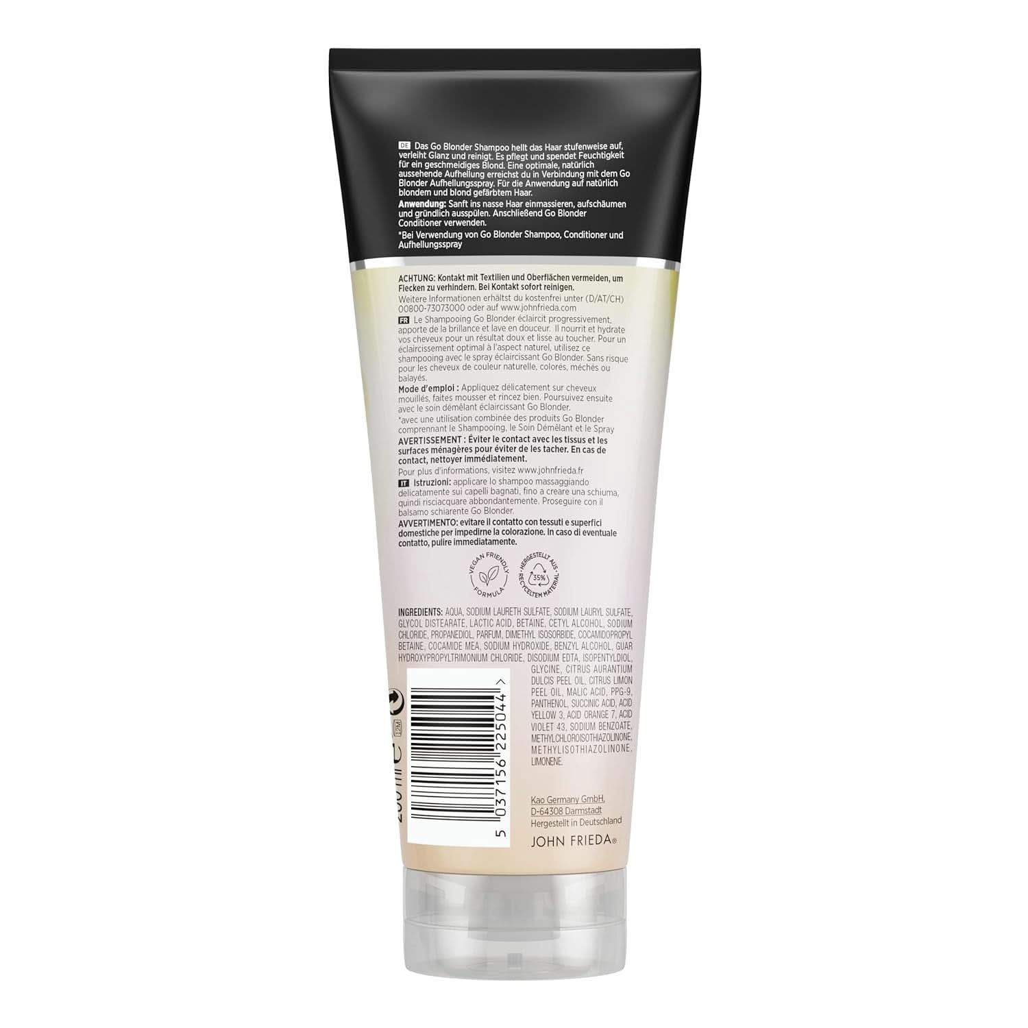John Frieda Sheer Blonde Go Blonder Shampoo, 250 ml Dusche und Bad Naty Shop