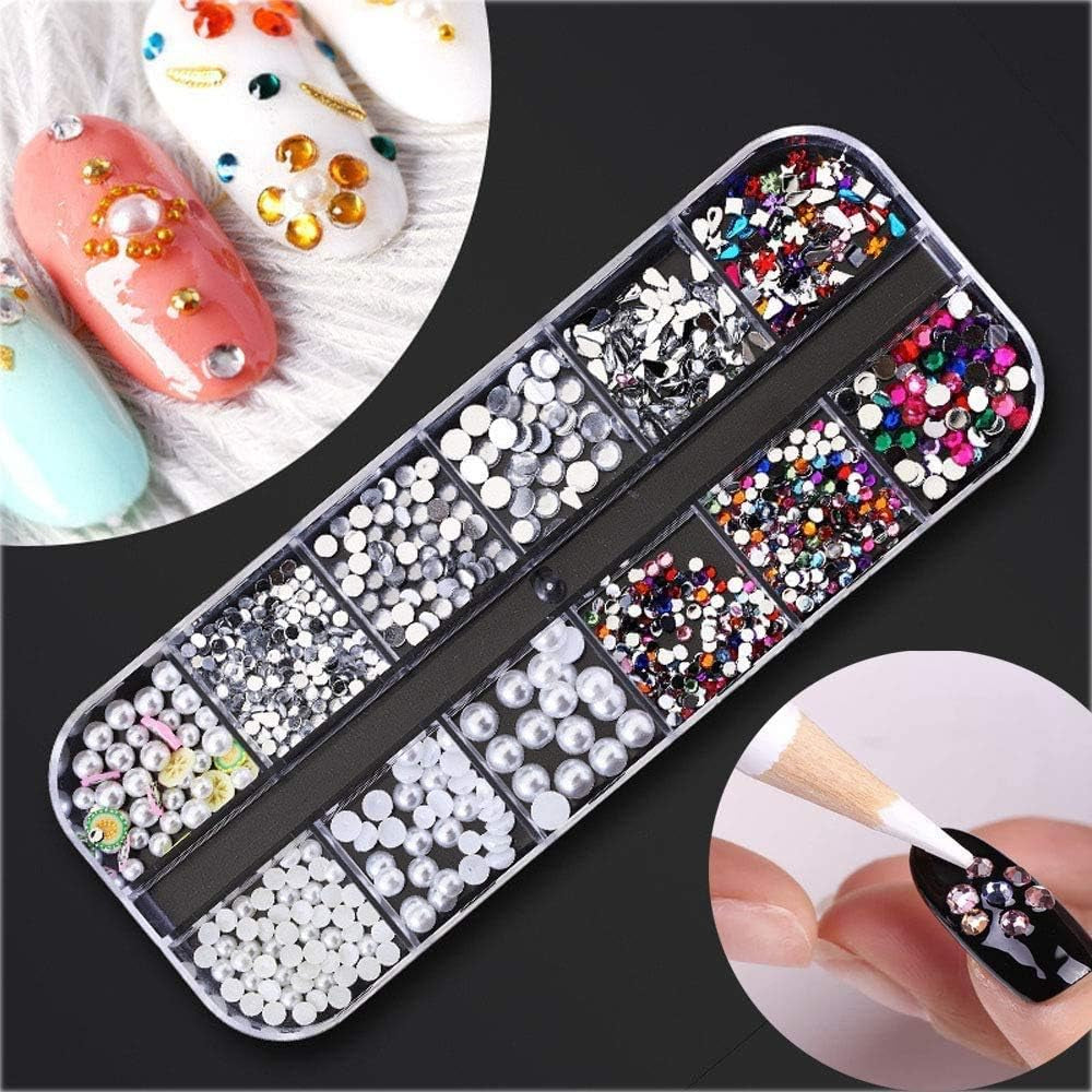 Kalolary Getrocknete Blumen für Nägel, Schmetterlings-Pailletten, Nagellack, Folie, Nagelaufkleber, Pinzette, Nagelsteine, Nagel-Strasssteine, Bleistift für 3D-Nageldesign, DIY-Dekorationen