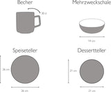 CreaTable, 22506, Serie COSY DAY, 16-teiliges Tafelservice für 4 Personen, Kombinationsservice aus Porzellan, spülmaschinen- und mikrowellengeeignet, hochwertige Herstellung