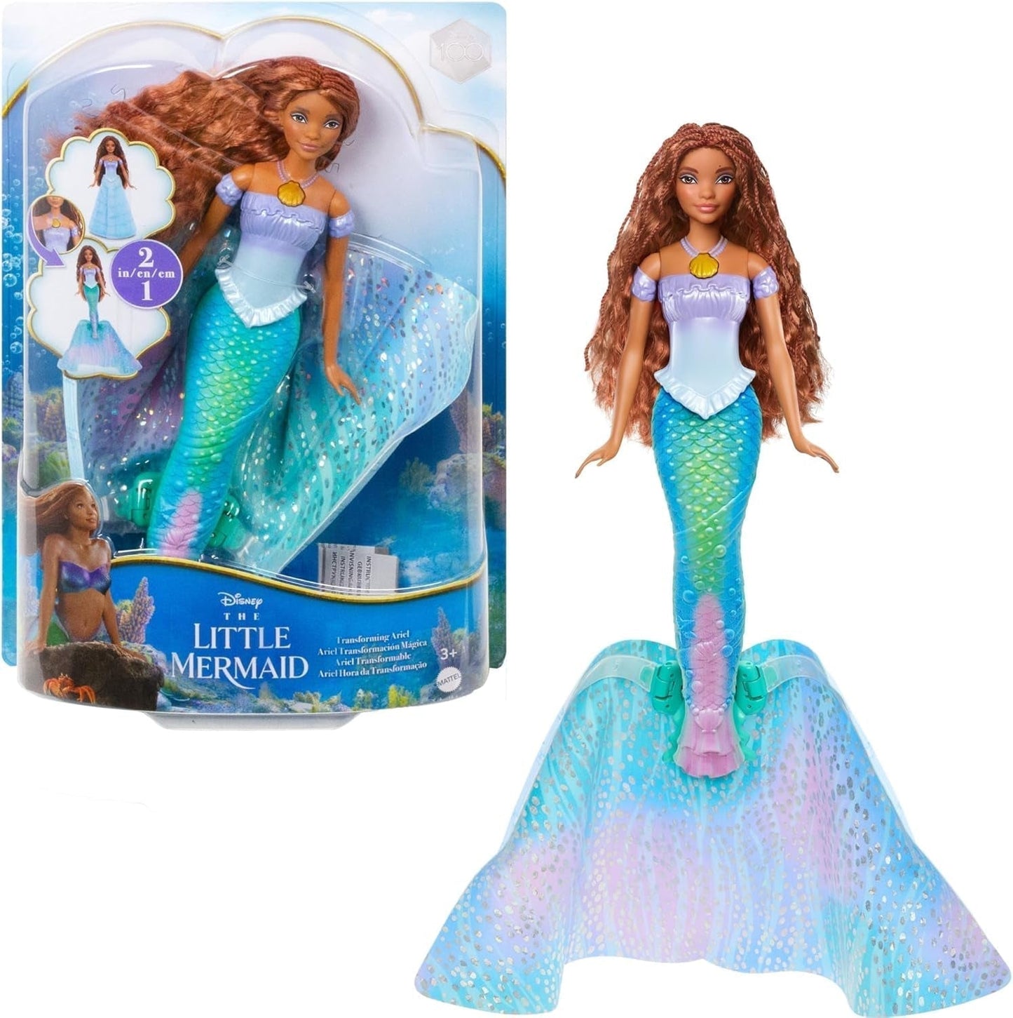 Mattel Disney Princess Ariel Puppe, inspiriert vom Film „Die kleine Meerjungfrau“, Transformation: Meerjungfrau-Mann-Spielzeug, Mobile, Disney-Geschenke, Spielzeug für 3-Jährige, HLX13 Naty Shop Dolls Standardtitel