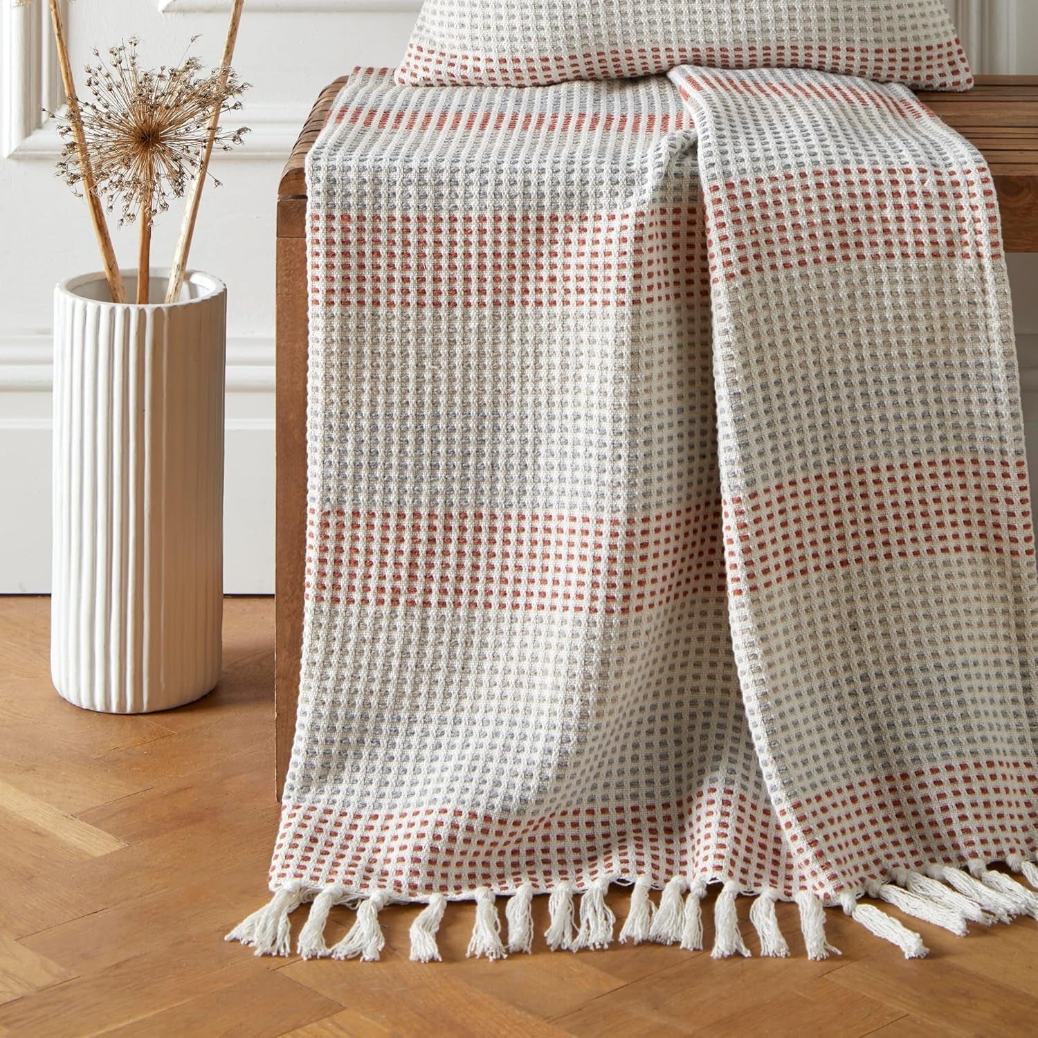 Loft Reva Tagesdecke, 100 % recycelte Baumwolle, 130 x 180 cm, Paprika Betten und Decken Appletree Paprika 130 cm x 180 cm