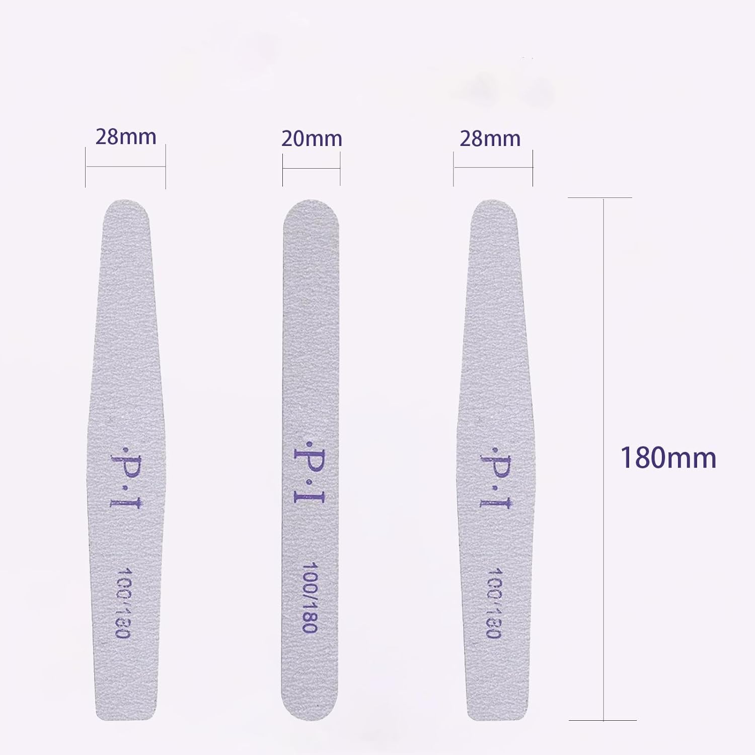 3-teiliges Nagelfeilen-Set, Nagelfeilen für Gelnägel, verschleißfestes und waschbares Gel-Nagelzubehör, professionelle Nagelfeile 100/180 mit 3 Formen, weiß