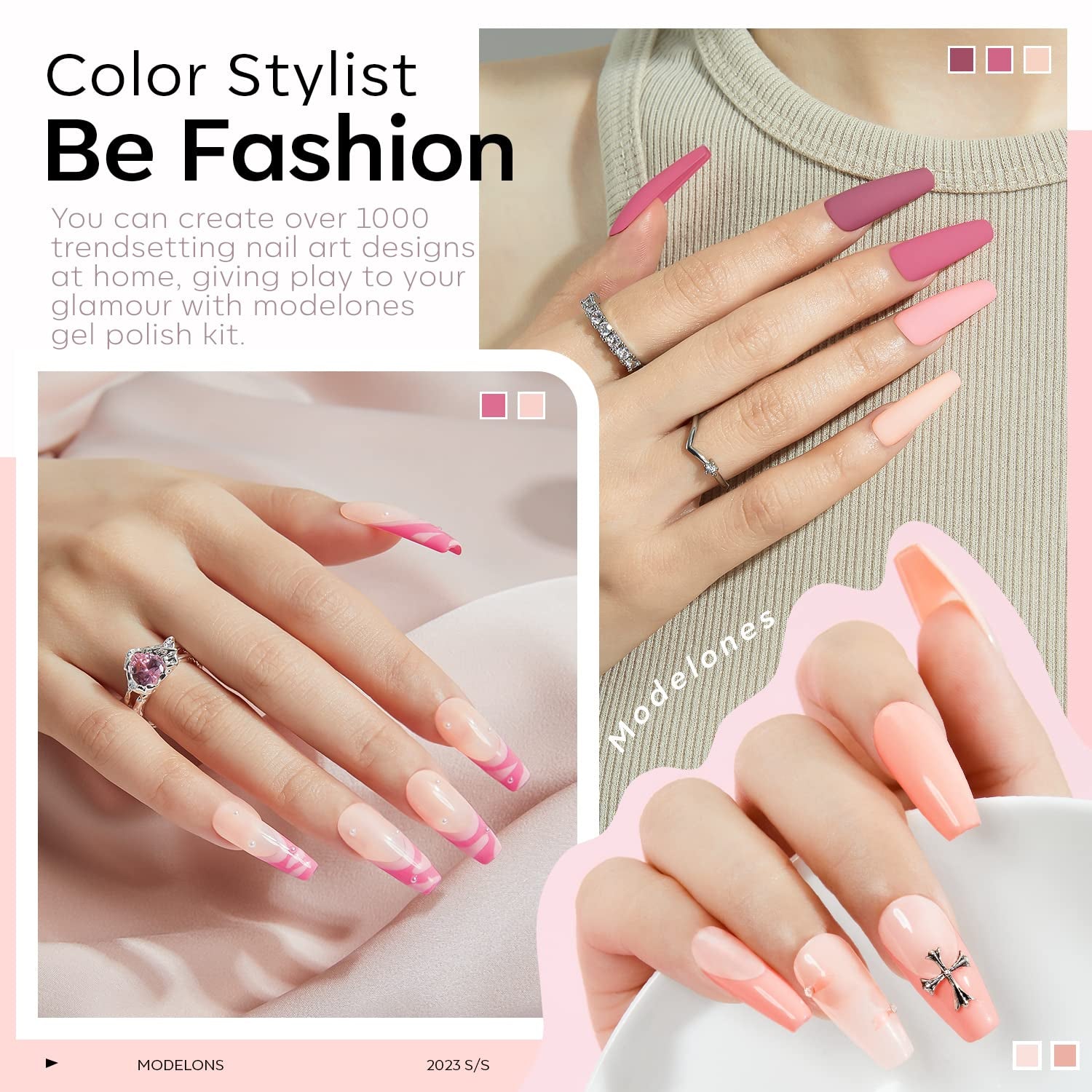 Modelones 35-teiliges Gel-Nagellack-Set, UV-Nagellack-Set mit 48-W-Lampe, Nude-Braun-Weiß-Rosa-Gel-Nagellack-Set, UV-Gel-Nagellack-Set mit Top Coat Base, Nagelstudio-Set