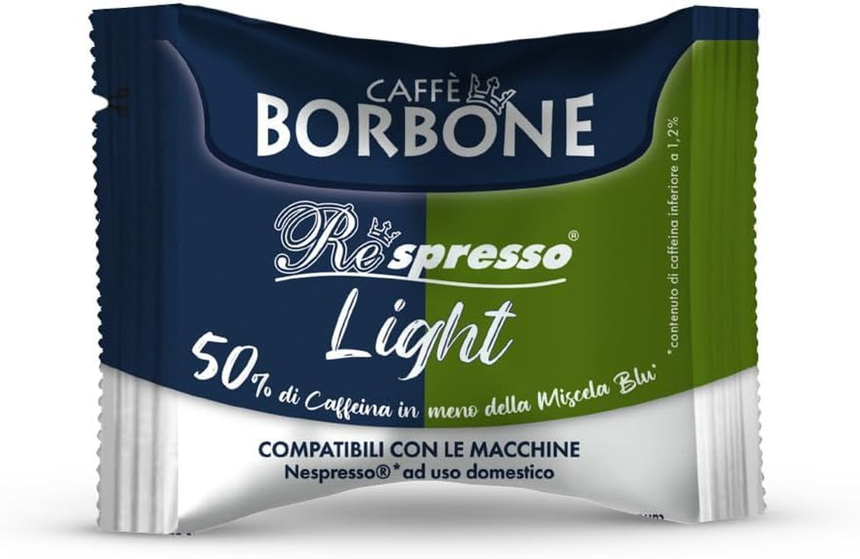 Caffè Borbone Respresso, leichte Kaffeemischung, 50 % weniger Koffein als die blaue Mischung – 50 Kapseln – kompatibel mit Nespresso®* Haushalts-Espressomaschinen