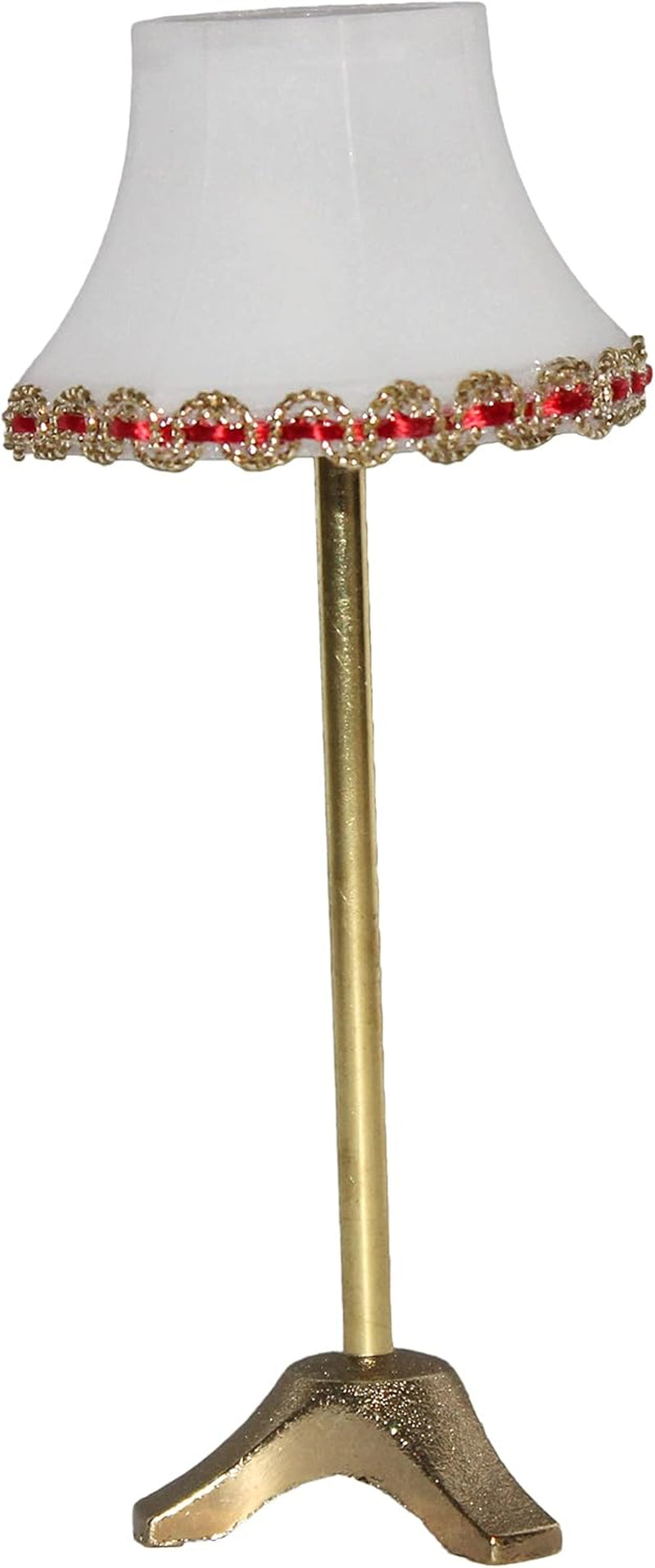 19211 – Miniatur – LED – Stehleuchte mit Kunststoffschirm und Metallsockel, Gold-Finish, 110 mm hoch