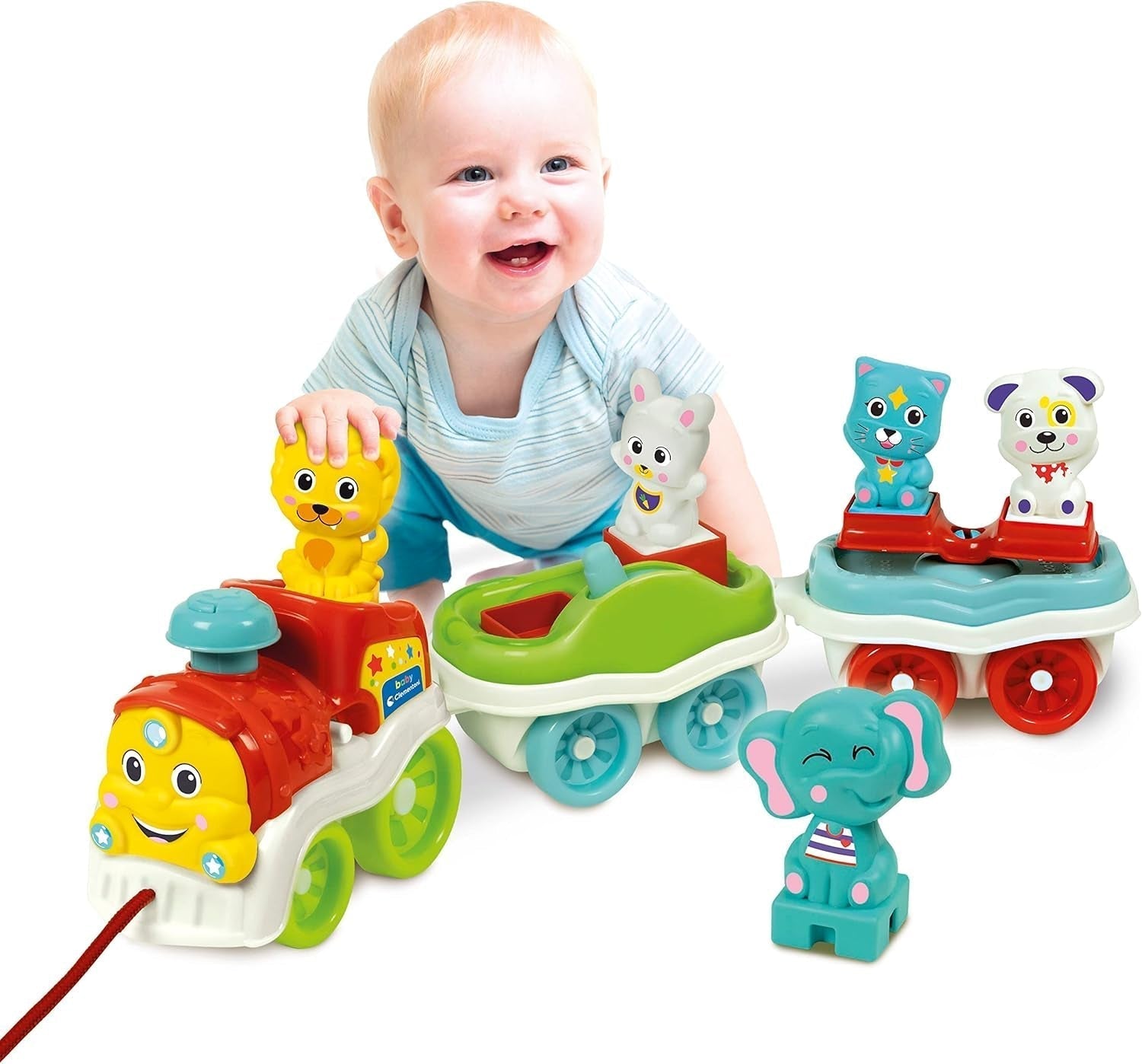 Clementoni Animali-3 Elektrisches sprechendes, interaktives, erweiterbares Eisenbahnspielzeug für 1-jährige Babys (italienische Version), hergestellt in Italien, mehrfarbig, 17740 Jucarii Bebe Naty Shop Standardtitel