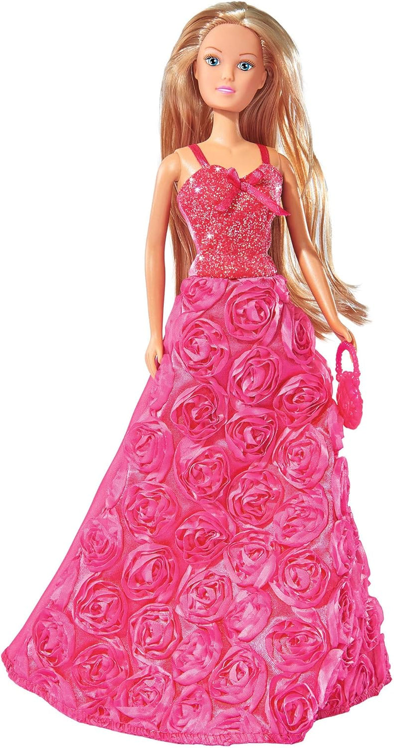 Simba 105739003 - Steffi Love Princess Gala Fashion, 2-fach sortiert, es wird nur EIN Artikel geliefert, Spielpuppe als Prinzessin im traumhaften Rosenkleid mit Handtasche, 29cm, ab 3 Jahre