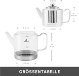 Karaca Dora Wasserkocher-Set aus Borosilikatglas mit Tee-Ei aus Edelstahl, 2-Liter-Wasserkocher und 1-Liter-Glaskessel mit Tee-Ei, türkischer Wasserkocher, Caydanlik, türkischer Kräuterteezubereiter, loser Tee, XL
