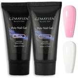 GZMAYUEN Poly-Nagelgleitlösung, 30 ml * 2 Nagelverlängerungsgel, flüssiges Poly-Verlängerungsgel – einfache DIY-Gleitlösung mit Pinsel