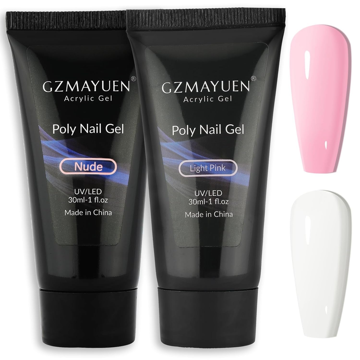 GZMAYUEN Poly-Nagelgleitlösung, 30 ml * 2 Nagelverlängerungsgel, flüssiges Poly-Verlängerungsgel – einfache DIY-Gleitlösung mit Pinsel