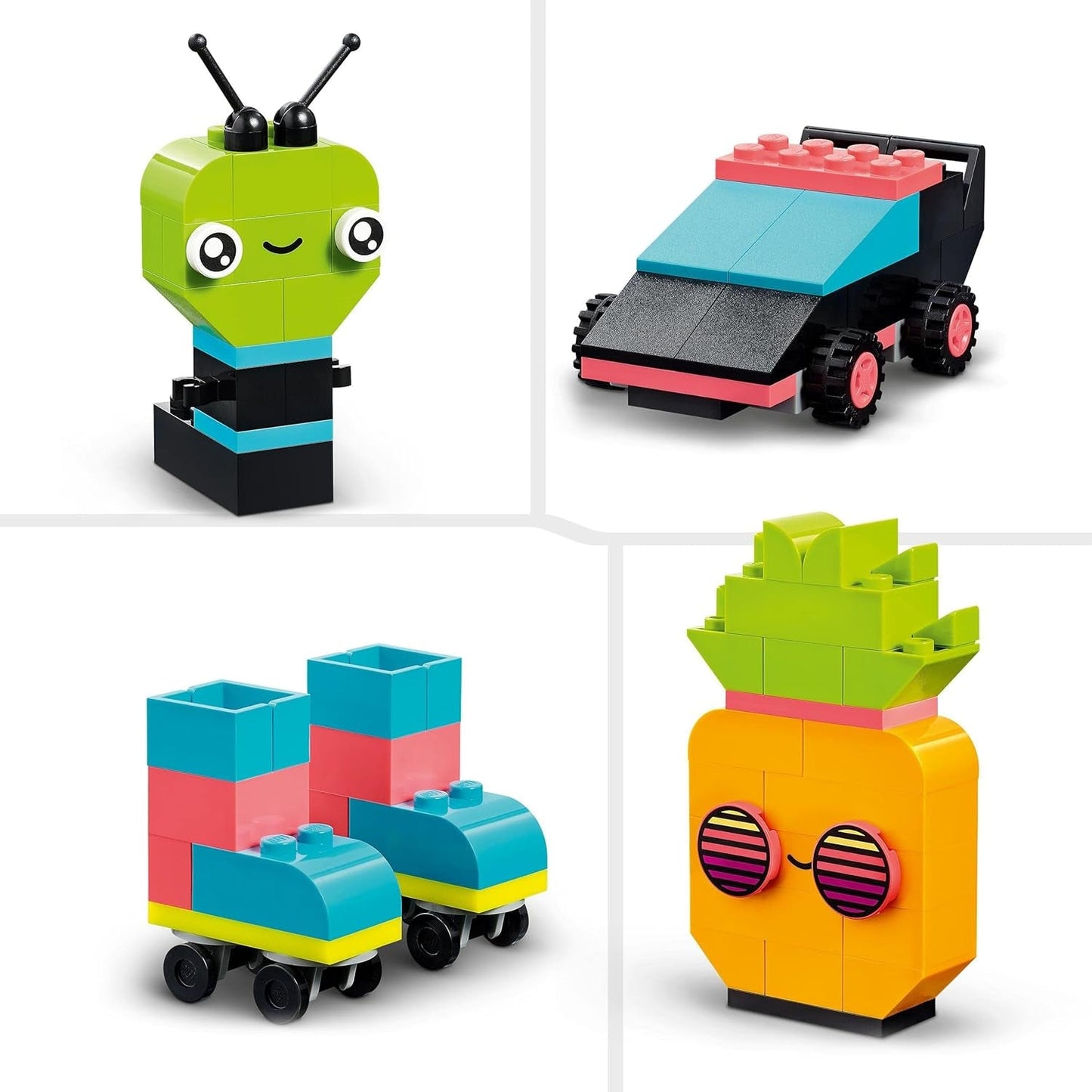 LEGO 11027 Classic Neon Creative Building Set, Brick Box Set, Bauspielzeug mit Modellen: Auto, Ananas, Alien, Rollschuhen, Figuren und mehr, für Kinder ab 5 Jahren. Bausets Besuchen Sie den LEGO-Store