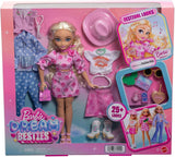 Barbie Dream Besties Festival-Looks-Set, mit Barbie Malibu-Puppe mit langen blonden Haaren zum Stylen und über 10 abnehmbaren Kleidungsstücken und Accessoires, JGH87