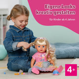 BABY born Carla – 43 cm große Puppe – hochwertiges blondes Haar mit Strähnen – keine Batterien erforderlich – geeignet für Kinder ab 4 Jahren – inklusive 7 Zubehörteilen, rosa