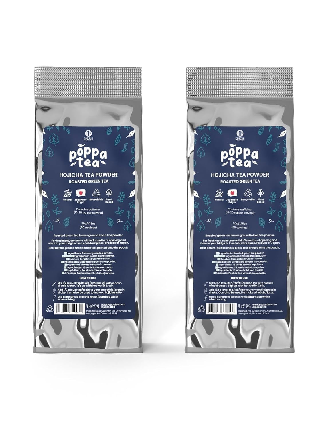 Poppatea Hojicha Teepulver – gerösteter grüner Tee (50 g Nachfüllbeutel)
