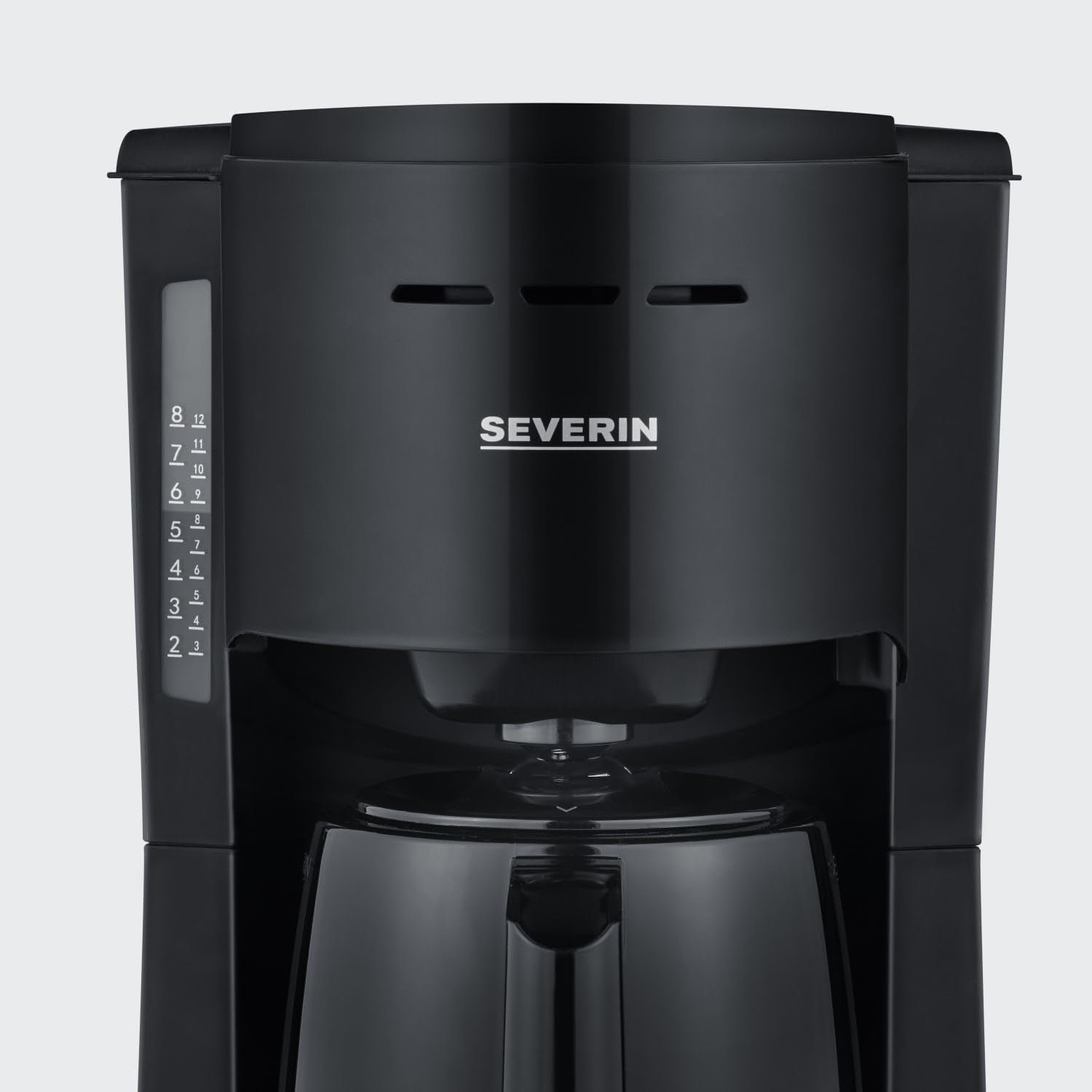 SEVERIN Filterkaffeemaschine mit Thermokaraffe, Kaffeemaschine für bis zu 8 Tassen, attraktiver Filterkaffeebereiter mit isolierter Karaffe, Schwarz, 1 Liter, KA 9306