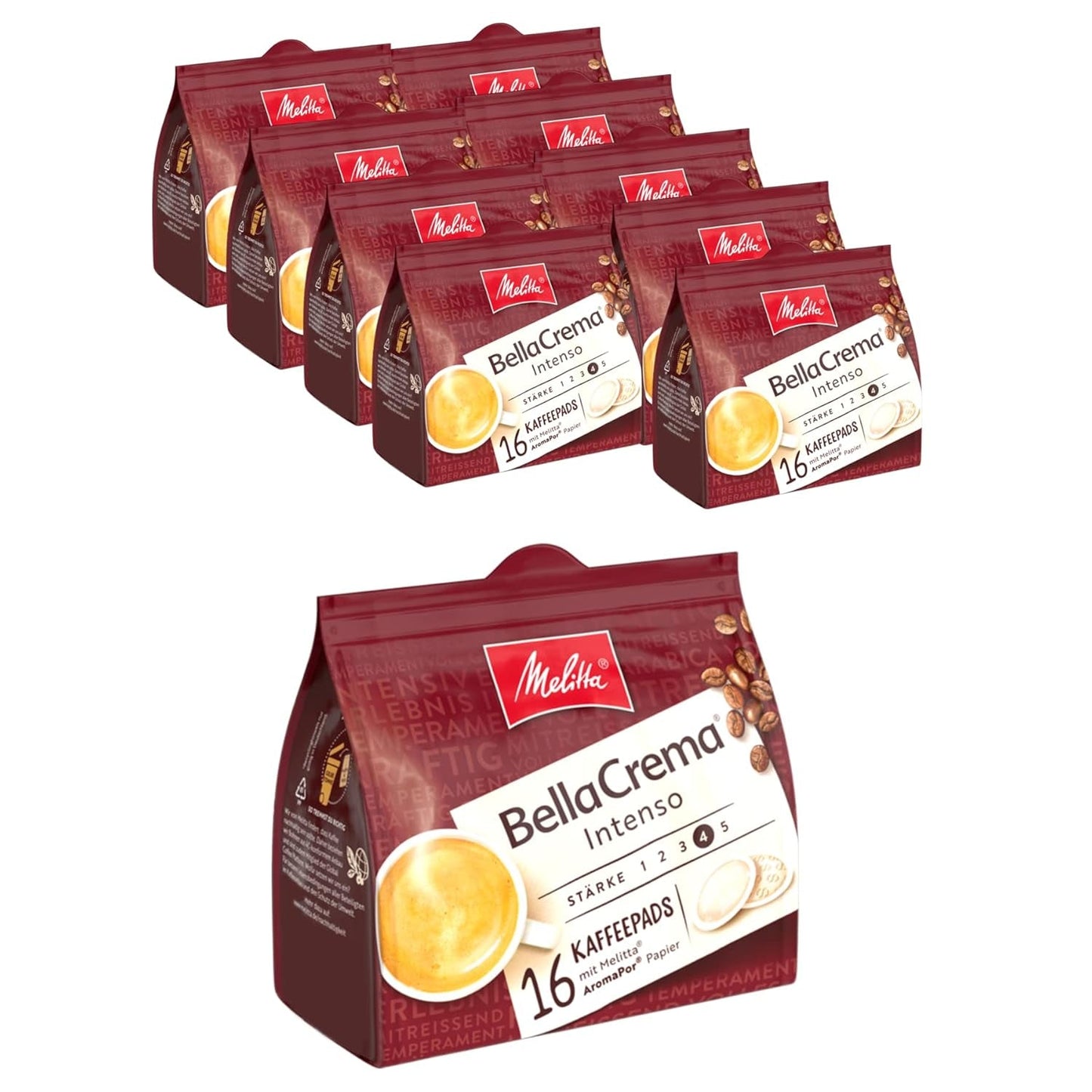 Melitta BellaCrema Intenso gemahlener Röstkaffee in Kaffee-Pads, 10 x 16 Pads & Café Bistro Röstkaffee in Kaffee-Pads, 100 Pads