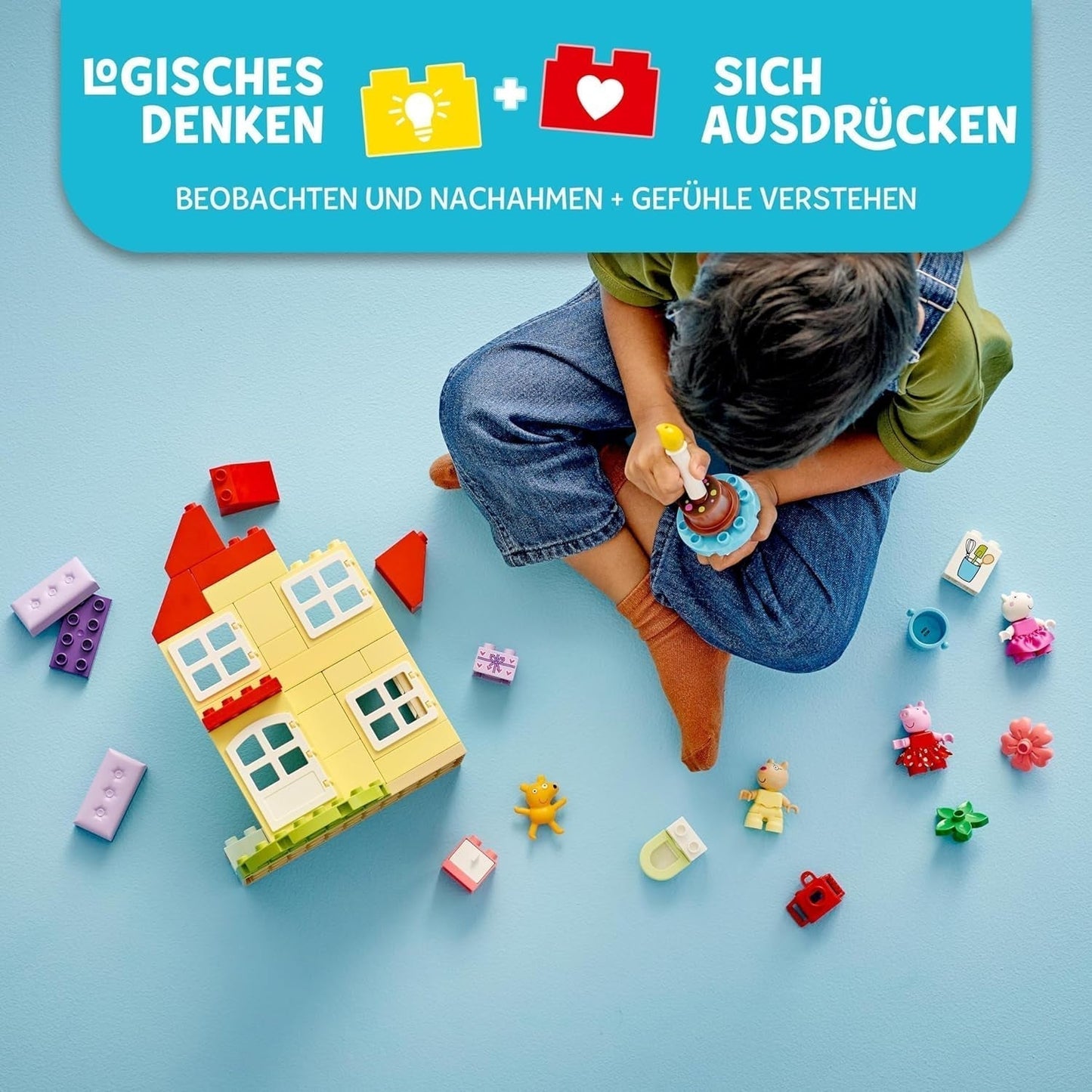 LEGO DUPLO Peppas Geburtstagshaus: Kreatives 3-Figuren-Spielzeug, Bau- und Umbauspielzeughaus für 2-Jährige, Jungen und Mädchen, fördert die Geschicklichkeit 10433 Bausets Besuchen Sie den LEGO-Store