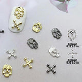 120 Stück Kreuzschädel Nail Art Dekorationen Set Gold Silber Metall Nail Art Charms Punk Legierung Nail Art Schmuck Funkelnde Steine ​​Zubehör