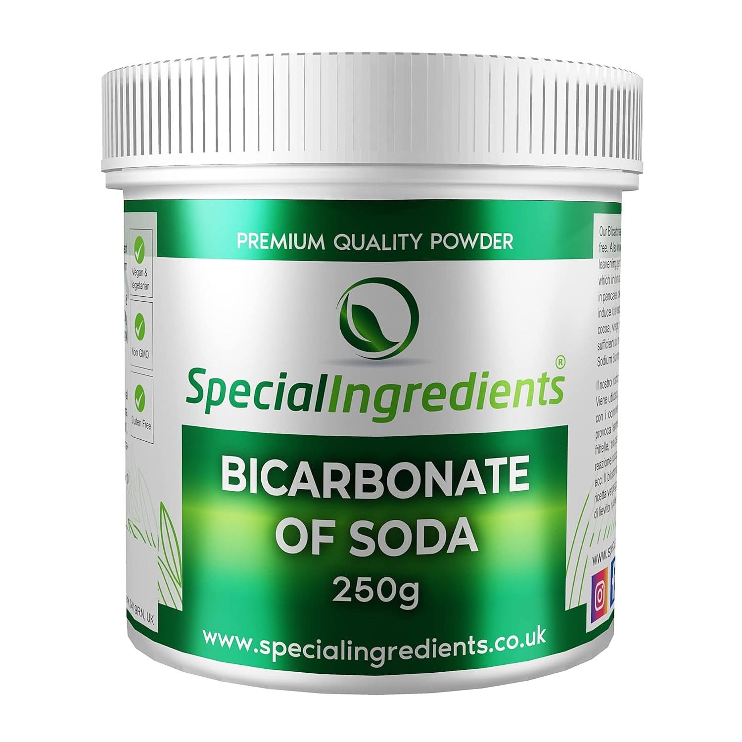 Besondere Inhaltsstoffe Natriumbikarbonat – Premium Qualität Extra Fine Powder, Vegan, Gvo-Frei, Glutenfrei – Recycelbarer Behälter Kitchen Naty Shop