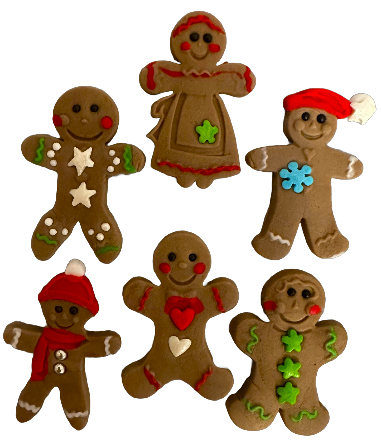 Set mit 6 essbaren Zuckerdekorationen, Lebkuchen – Weihnachtsdekorationen aus Zuckerpaste Nati Shop