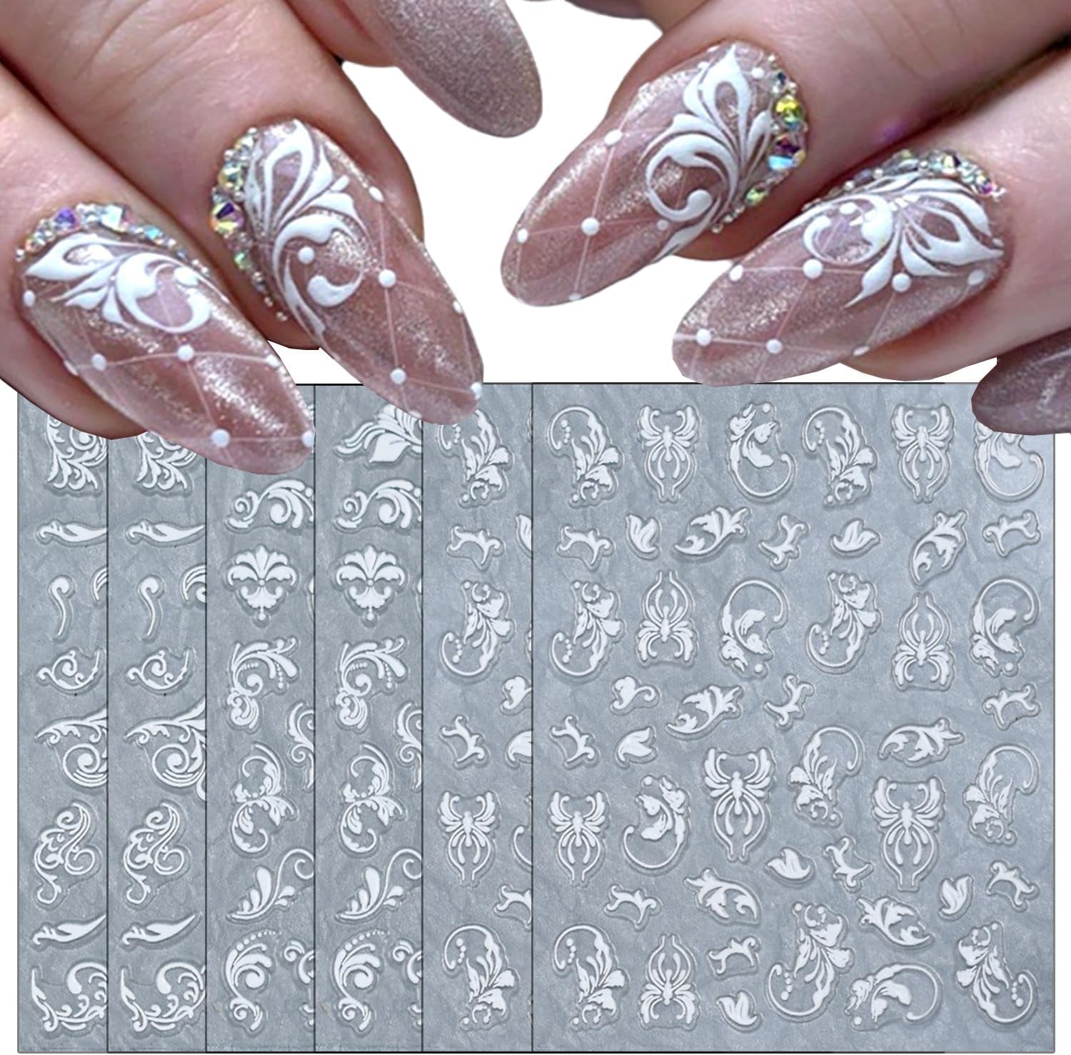 GZMAYUEN 12 Farben Französische Nagelaufkleber, 3D-Nagelaufkleber mit französischem Farbverlauf, selbstklebendes Nageldesign, Nagelzubehör