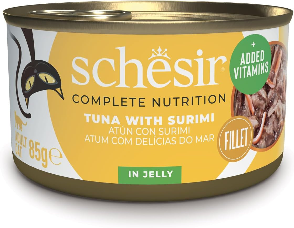 Surimi Thunfisch in Gelee, Nassfutter für Katzen, in Dosen, 100 % natürlich, mit zusätzlichen Vitaminen, 12 x 85 g