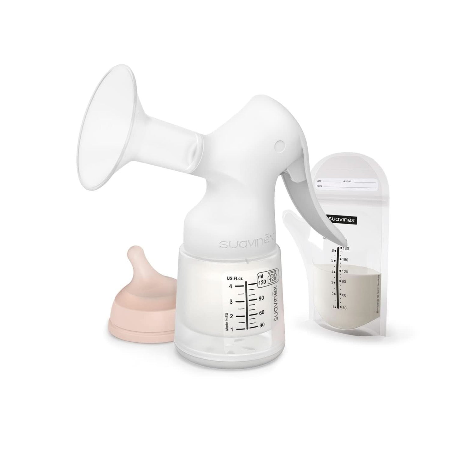 Suavinex, Muttermilchpumpe, 120 ml, mit einstellbarem Durchfluss Lebensmittel- und Stillzubehör Bebe Naty Shop