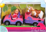 Simba 105737460 – Evi Love Evi Pferdeanhänger mit rosa Jeep, lila Pferd und Pony-Anhänger, Anziehpuppe, 12 cm, ab 3 Jahren, Puppen Naty Shop Standardtitel