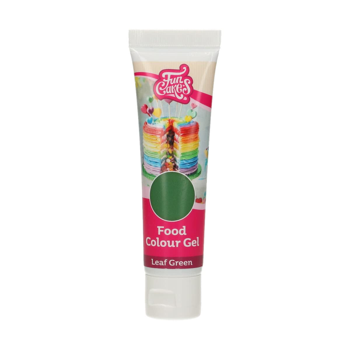 Lebensmittelfarbe Funcakes Green Leaf: Hochkonzentrierte Lebensmittelfarbe für Teig, Creme, Fondant und Marzipan. Einfache Dosierung. Ein einziger Tropfen, um lebendige Farben zu erzeugen. Halal. 30 g.