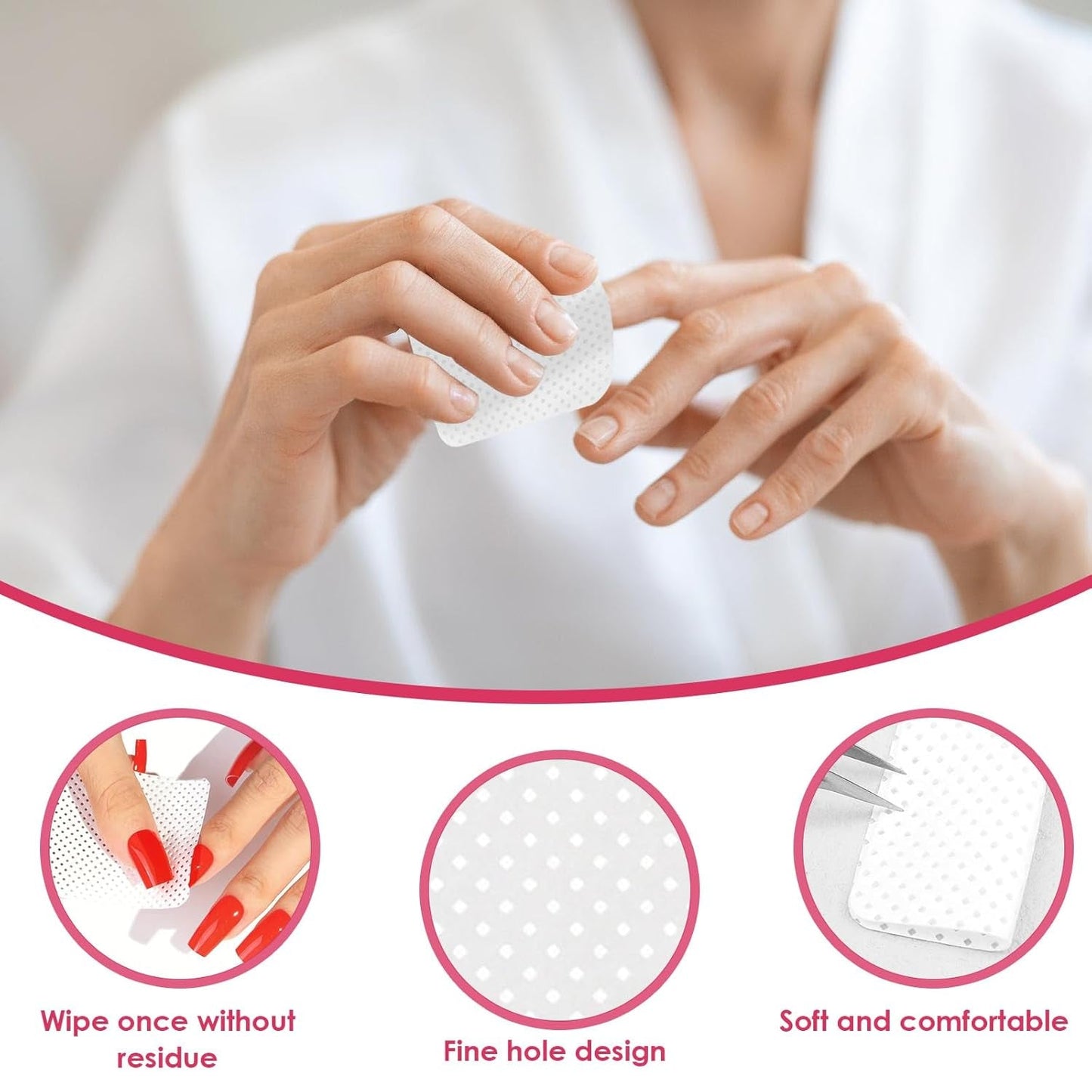330 Stück Fusselfreie Nägel Wattepads, Fusselfreie Nageltücher, Nagel Wischtücher Wattepads, Nagelleck Entfernen Für Cleaner Gelnägel Nail Wipes Pads (Weiß)
