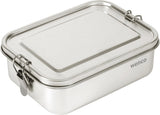 Wenco Edelstahl-Lunchbox, 2 Fächer, großes Fassungsvermögen, 850 ml, Lunchbox, wasserdicht, spülmaschinenfest, inklusive Ersatz-Silikonring, 18,5 x 14 x 5,5 cm, silberfarben (2 Stück), Frischhalteboxen, Naty Shop