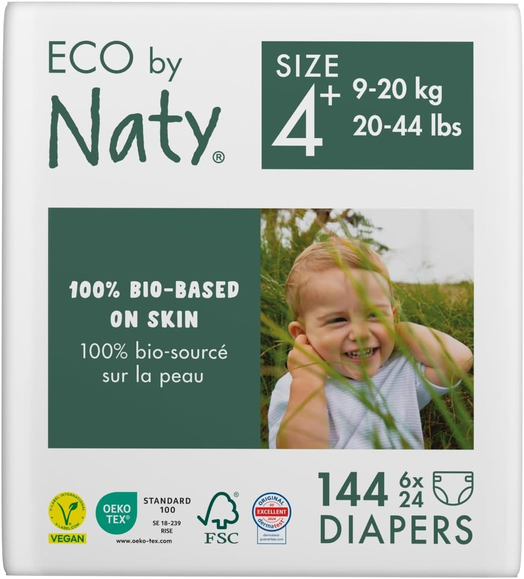 Eco Diapers Eco by Naty Baby Eco Diapers – hochwertige Bio-Windeln, umweltfreundlich, aus pflanzlichen Materialien, ideal für empfindliche Babyhaut (Größe 5 – 80 Stück)