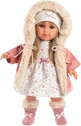 Llorens 1053541 Elena, blondes Haar, blaue Augen, modische Puppe mit weichem Körper, inklusive modischem Outfit und Kapuzenmantel, 35 cm