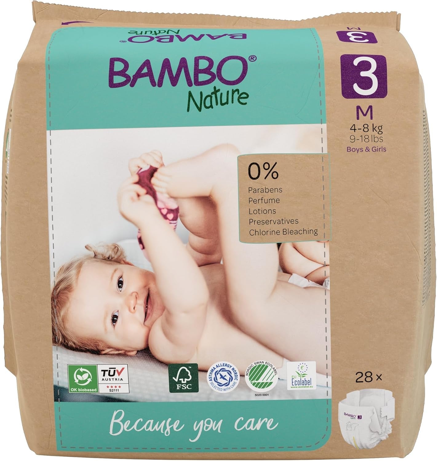 Bambo Nature Babywindeln, Größe 1 (2–4 kg), 132 Stück Monatsbox | Premium-Windeln mit verbessertem Auslaufschutz | Ultimativer Komfort und Freiheit für Neugeborene | Dermatologisch getestete Windeln