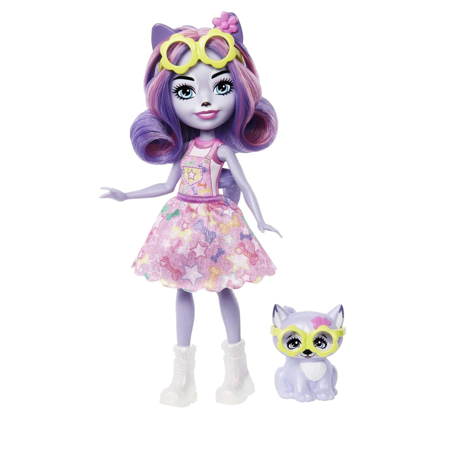 Enchantimals HHB90 – Hadley Husky-Puppe (ca. 15 cm) und Schlittenhund-Tierfigur, kleine Puppe mit abnehmbarem Rock und Zubehör, tolles Geschenk für Kinder ab 4 Jahren