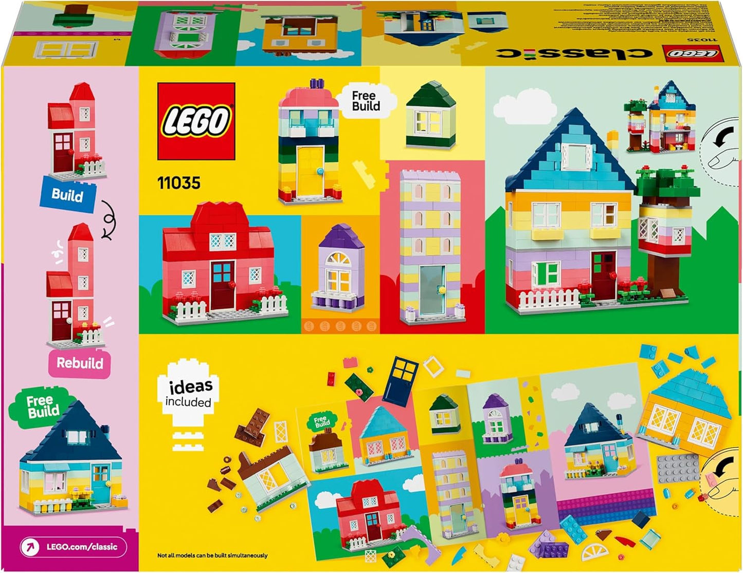 LEGO Classic Kreativhäuser, Bausteinset für Kinder, 850 Steine Bauspielzeug, Hausbauspielzeug mit Zubehör, Geschenk für Jungen und Mädchen ab 4 Jahren 11035 Bausets Beuche den LEGO-Store