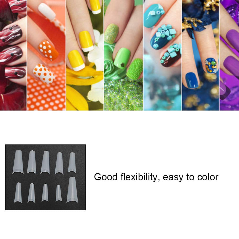 500 Stück künstliche Nagelspitzen, natürliche französische künstliche Nagelspitzen für Maniküre, L, DIY künstliche Nägel, ovales UV-Gel, Nagelzubehör für Frauen und Mädchen (natürliche Farbe)